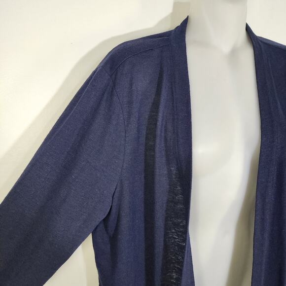 Talbots Womens Cardigan Sweater Medium Blue Linen Blend Long Sleeve Open Front - Picture 6 of 9